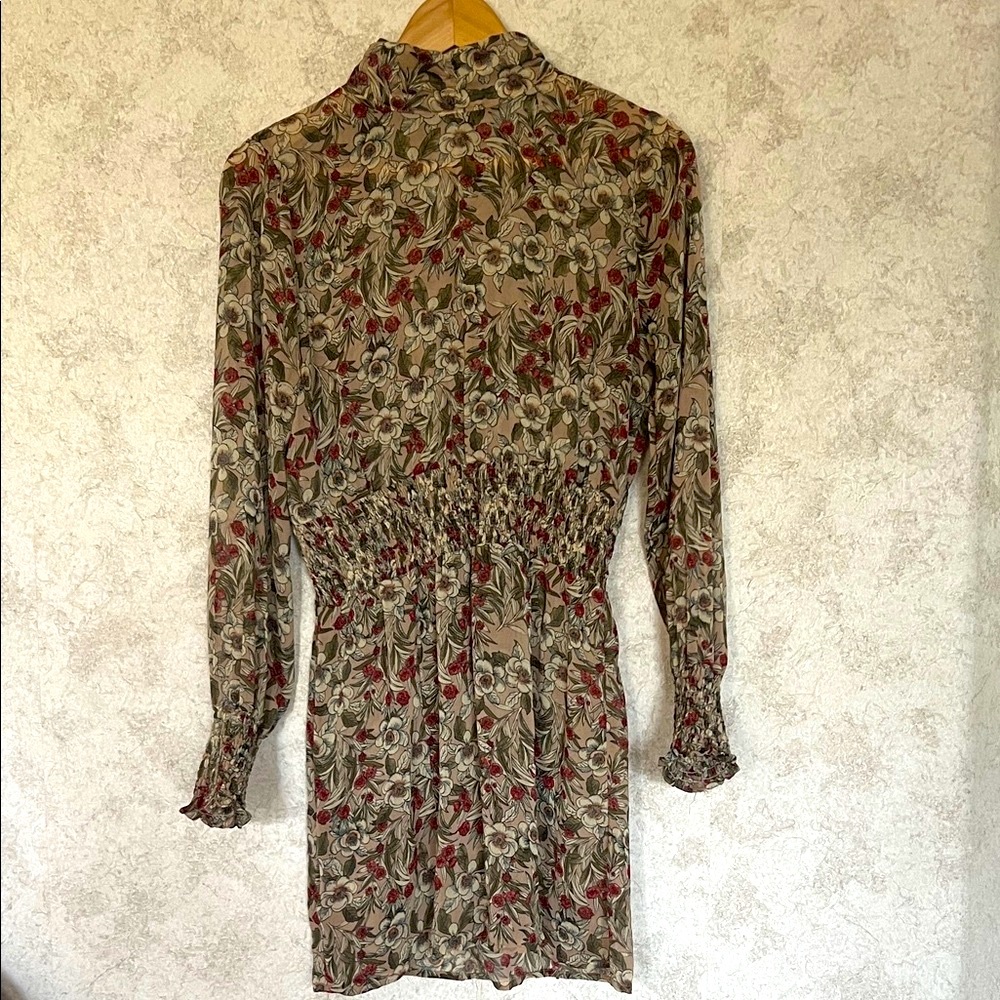 Paper Crane Floral Long Sleeve High Neck Dress Small